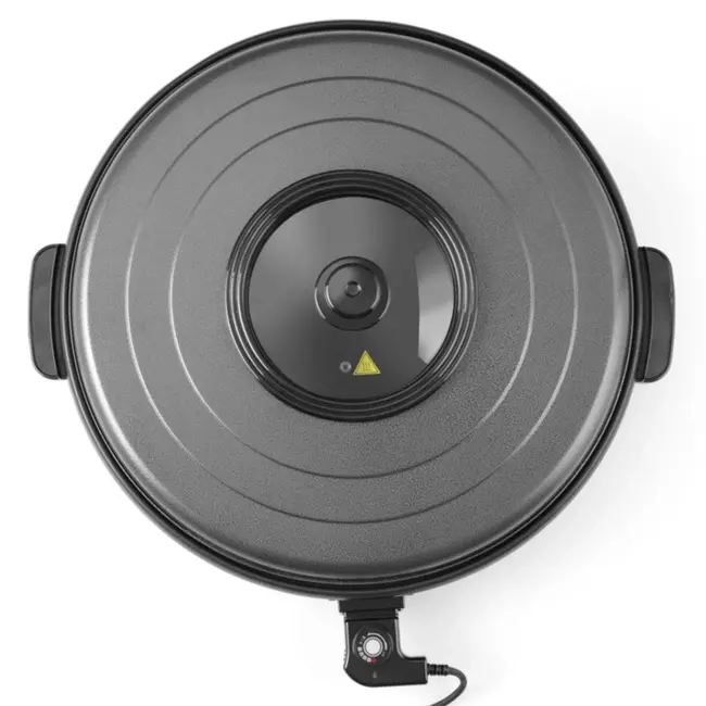 HENDI Partypan – anti-aanbaklaag – uitneembare thermostaat – glazen deksel – 550x60 mm