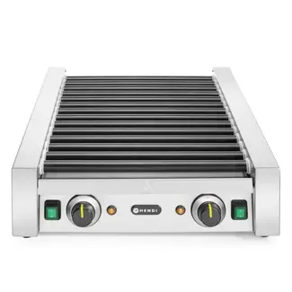 HENDI Worstenroller grill – 2 hittezones – 14 rollers – anti-aanbaklaag – roestvast staal