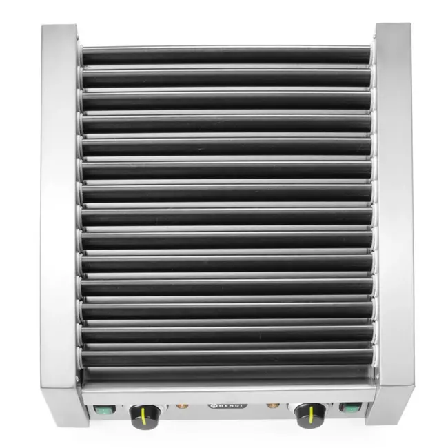 HENDI Worstenroller grill – 2 hittezones – 14 rollers – anti-aanbaklaag – roestvast staal