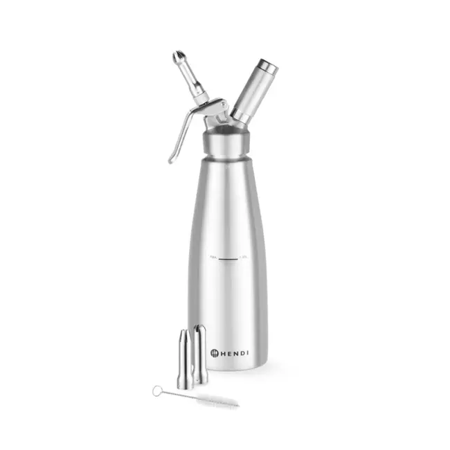HENDI Slagroomapparaat – Profi Line – 1L – Inclusief 3 spuitmondjes – Geschikt voor warme sauzen