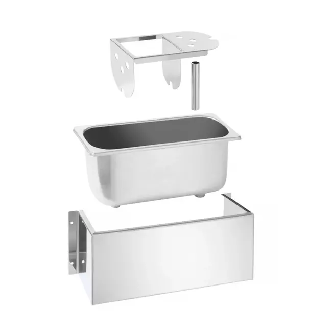 HENDI Portioneerlepel reiniger – roestvrij staal – wandmontage mogelijk – laag waterverbruik – 270x111x115 mm