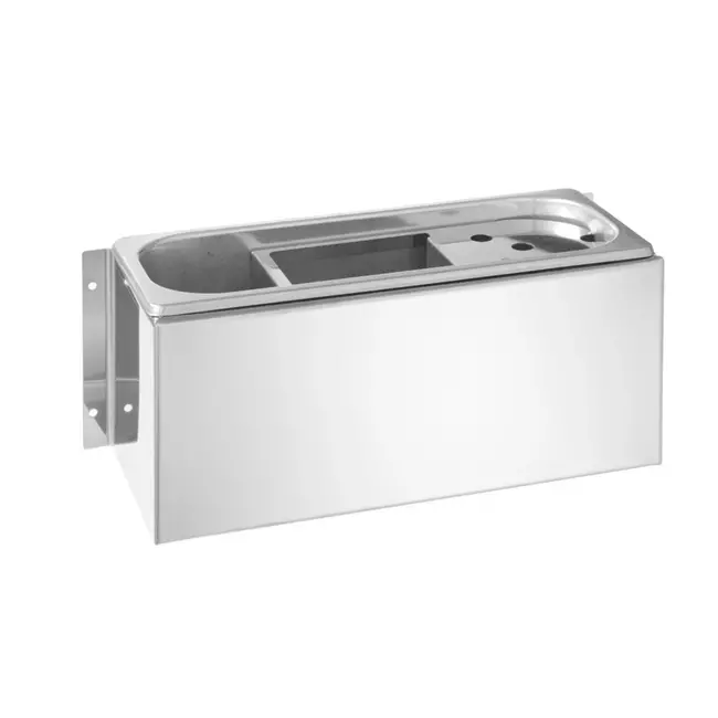 HENDI Portioneerlepel reiniger – roestvrij staal – wandmontage mogelijk – laag waterverbruik – 270x111x115 mm