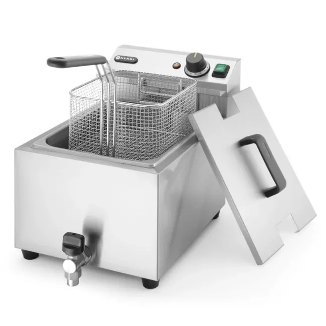 HENDI Profi Line friteuse – 8 liter – met aftapkraan – lichtgrijs – 230V/3500W