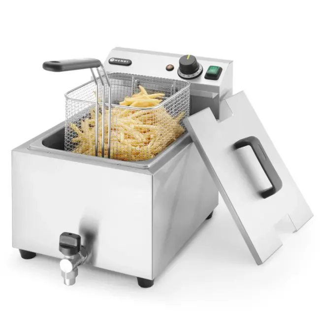 HENDI Profi Line friteuse – 8 liter – met aftapkraan – lichtgrijs – 230V/3500W
