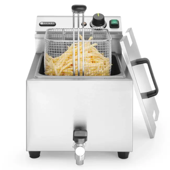 HENDI Profi Line friteuse – 8 liter – met aftapkraan – lichtgrijs – 230V/3500W
