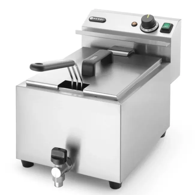 HENDI Profi Line friteuse – 8 liter – met aftapkraan – lichtgrijs – 230V/3500W