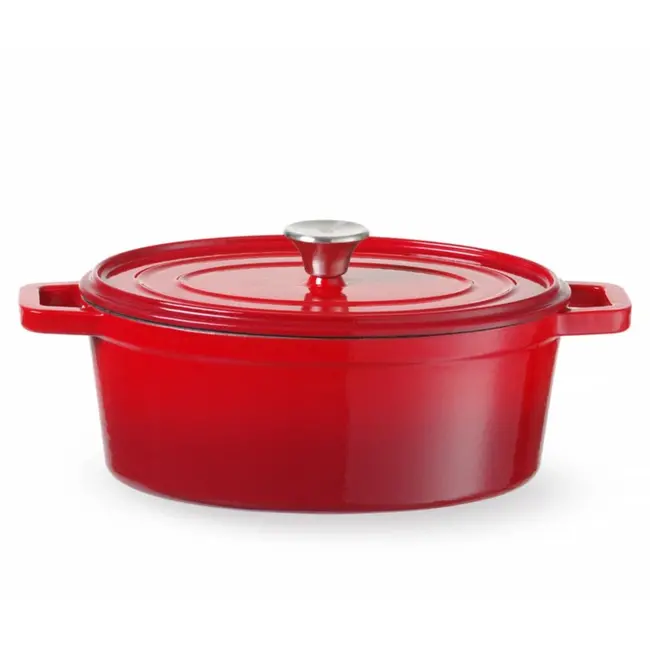 Hendi Geëmailleerde gietijzeren braadpan - 4,4L - rood - 365x290x115mm