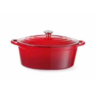 HENDI Gietijzeren braadpan – geëmailleerd – 6,88L – rood – 405x255x134 mm