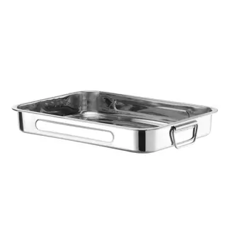 HENDI Braadslede van RVS - 310 x 240 x 45 mm met handgrepen voor ovens