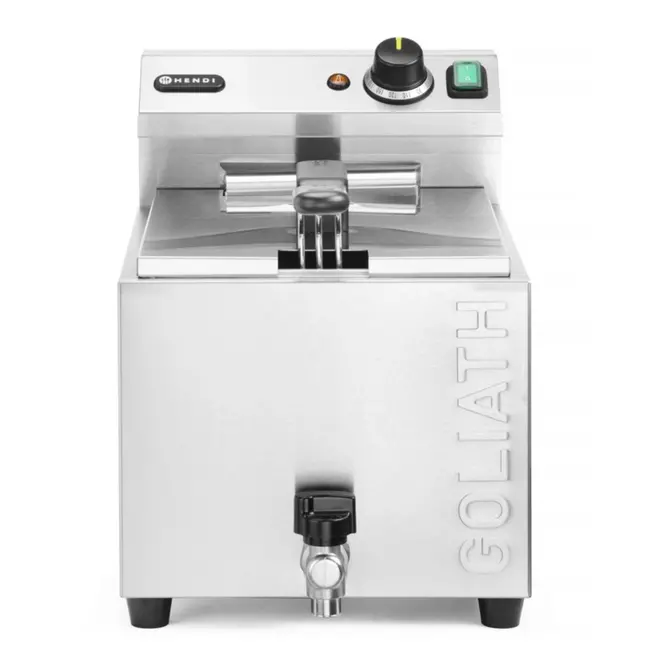 HENDI Friteuse XL – 10 liter – 10,200 W – met aftapkraan – roestvrij staal – snelle opwarming