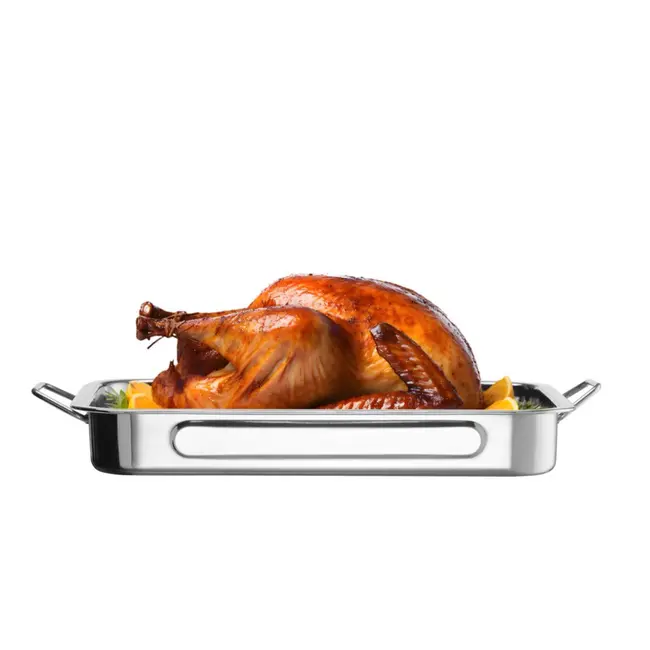 HENDI Diepe braadslede met handgrepen – 430x310x60 mm – roestvrij staal – oven- en vaatwasserbestendig