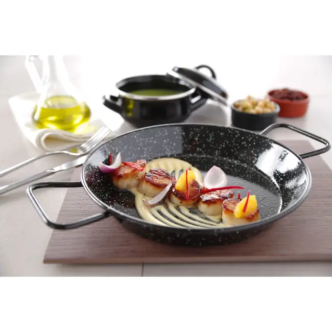 HENDI Geëmailleerde paëllapan – 240 mm – met grepen – vaatwasmachinebestendig