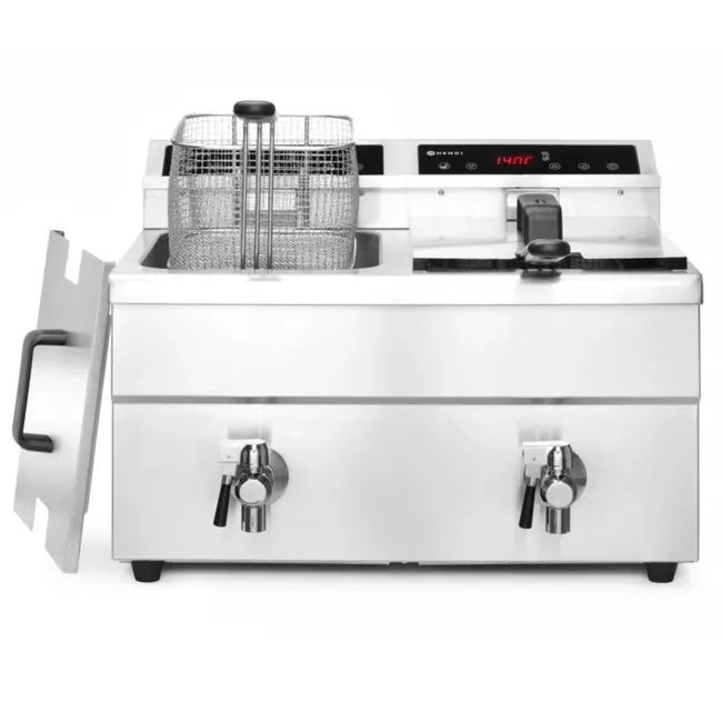 HENDI Inductie friteuse – dubbele capaciteit – nauwkeurige temperatuurregeling – 16L – roestvast staal