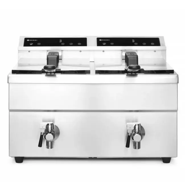 HENDI Inductie friteuse – dubbele capaciteit – nauwkeurige temperatuurregeling – 16L – roestvast staal