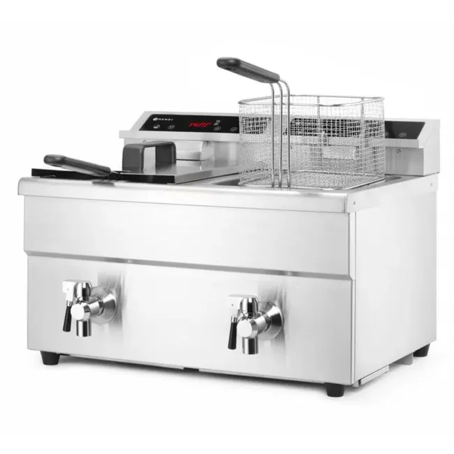HENDI Inductie friteuse – dubbele capaciteit – nauwkeurige temperatuurregeling – 16L – roestvast staal