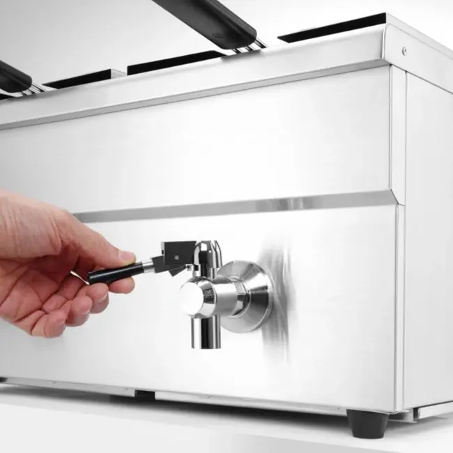 HENDI Inductie friteuse – dubbele capaciteit – nauwkeurige temperatuurregeling – 16L – roestvast staal