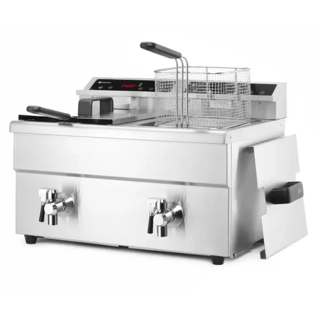 HENDI Inductie friteuse – dubbele capaciteit – nauwkeurige temperatuurregeling – 16L – roestvast staal