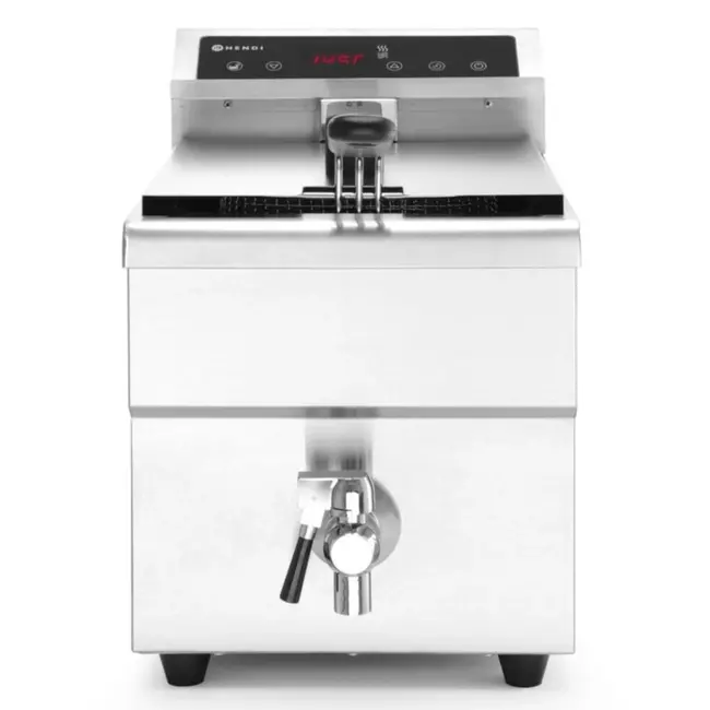HENDI Inductie friteuse – 8 liter – met aftapkraan – roestvast staal – lichtgrijs