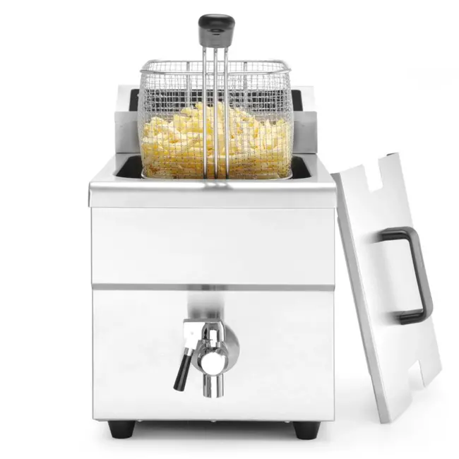 HENDI Inductie friteuse – 8 liter – met aftapkraan – roestvast staal – lichtgrijs