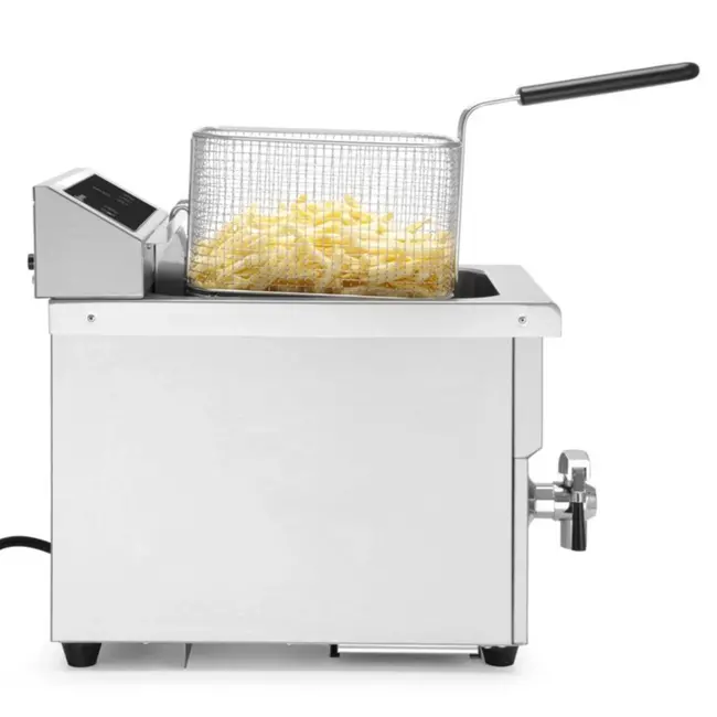 HENDI Inductie friteuse – 8 liter – met aftapkraan – roestvast staal – lichtgrijs