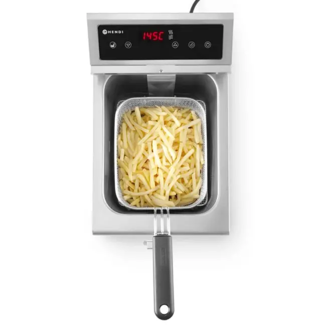 HENDI Inductie friteuse – 8 liter – met aftapkraan – roestvast staal – lichtgrijs