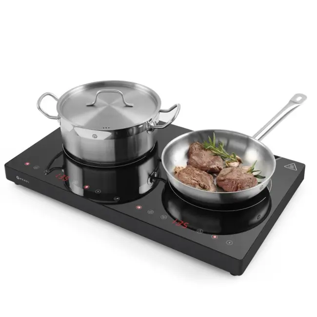 HENDI Dubbele inductiekookplaat – boost modus – aanraakgevoelige bediening – 608x405x54 mm