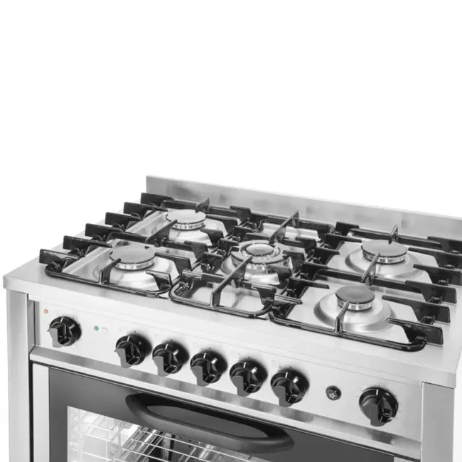 HENDI Gasfornuis – 5-pits met elektrische oven en grill – roestvrij staal – 900x653x900 mm