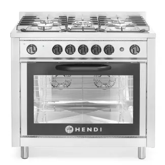 HENDI Gasfornuis – 5-pits met elektrische oven en grill – roestvrij staal – 900x653x900 mm