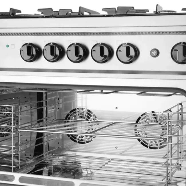 HENDI Gasfornuis – 5-pits met elektrische oven en grill – roestvrij staal – 900x653x900 mm