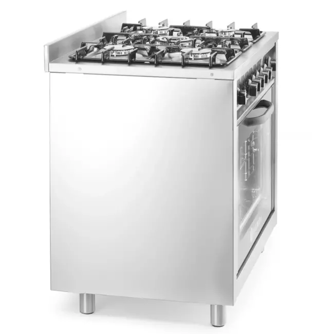 HENDI Gasfornuis – 5-pits met elektrische oven en grill – roestvrij staal – 900x653x900 mm
