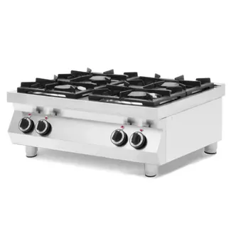 HENDI 4-pits gasfornuis – tafelmodel – gietijzeren branders – 19 kW – roestvast staal