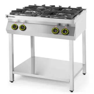 HENDI Gasfornuis – 4-pits – open standaard – 19kW – 800x700x900 mm – roestvrij staal