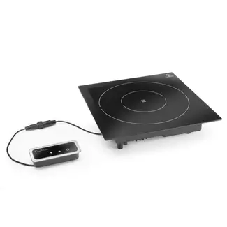 Fine Dine Inductie warmhoudplaat – zwart kristalglas – 1000W – inbouw – 350x397x85 mm