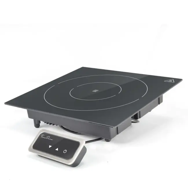 Fine Dine Inductie warmhoudplaat – zwart kristalglas – 1000W – inbouw – 350x397x85 mm