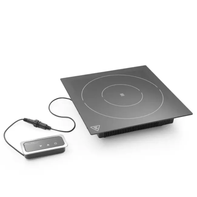 Fine Dine Inductie warmhoudplaat – zwart kristalglas – 1000W – inbouw – 350x397x85 mm