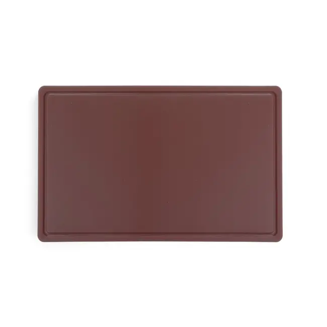 HENDI Snijplank HACCP GN 1/1 – dubbelzijdig – sapgeul – 530x325 mm – bruin