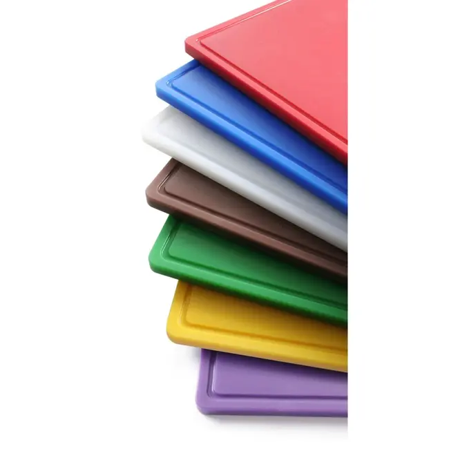 HENDI Gele HACCP snijplank – dubbelzijdig – sapgeul – 530x325 mm