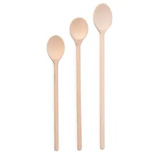 HENDI Set van 3 houten lepels – verschillende maten – 300-400 mm – beukenhout