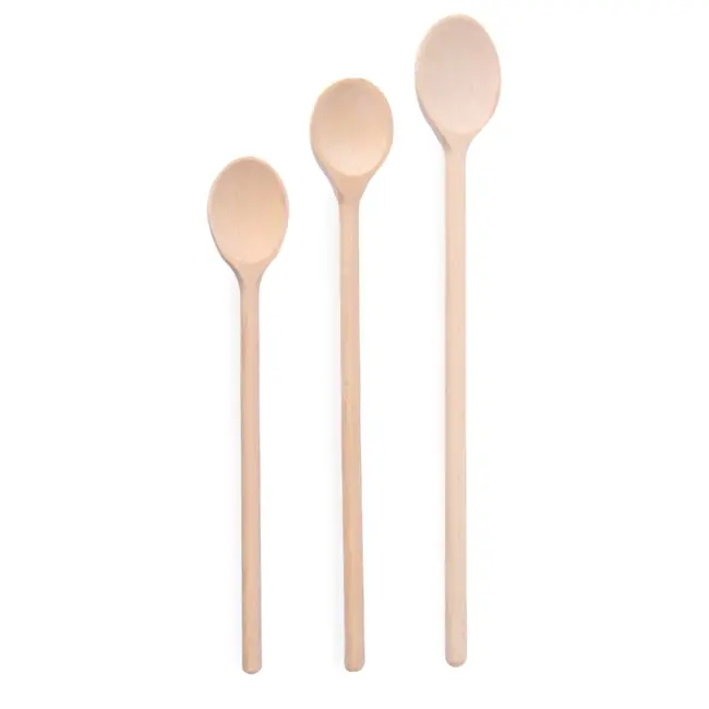 HENDI Set van 3 houten lepels – verschillende maten – 300-400 mm – beukenhout