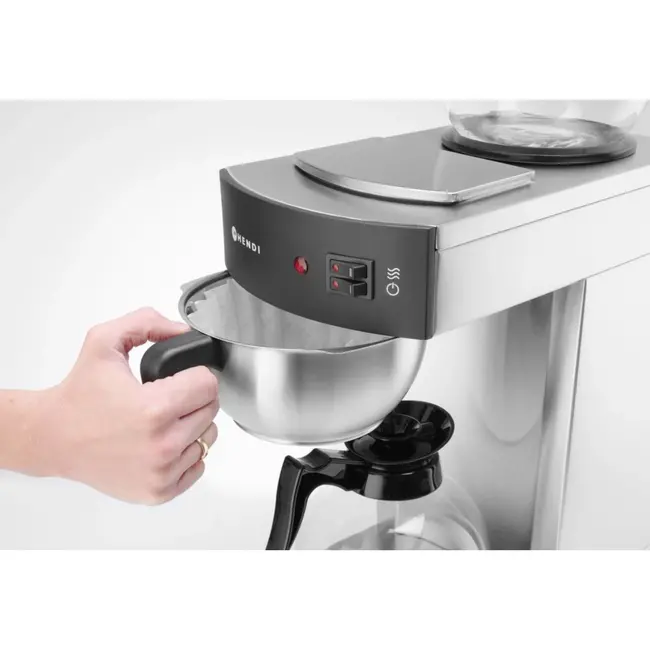 HENDI Filter koffiezetapparaat – roestvast staal – 1,8L – dubbele verwarmingsplaten – oververhittingsbeveiliging