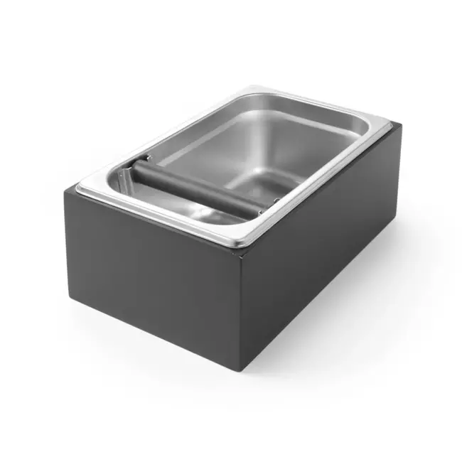 HENDI Afklopbak met houten frame – roestvrij staal – 275x175x110 mm – siliconen klopstang