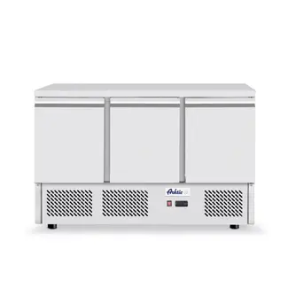 Arktic Ruime koelwerkbank – 3 deuren – 380L – roestvrij staal – geforceerde luchtkoeling – digitaal display