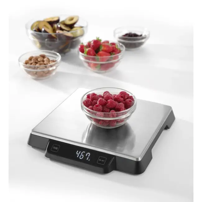 HENDI Keukenweegschaal – 15 kg capaciteit – roestvast staal – nauwkeurig tot 1g – aanraakgevoelig – auto-tarra