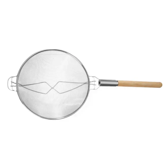 HENDI Dubbelgaas oplegzeef – houten handgreep – 605x260x120 mm – vertind metaal