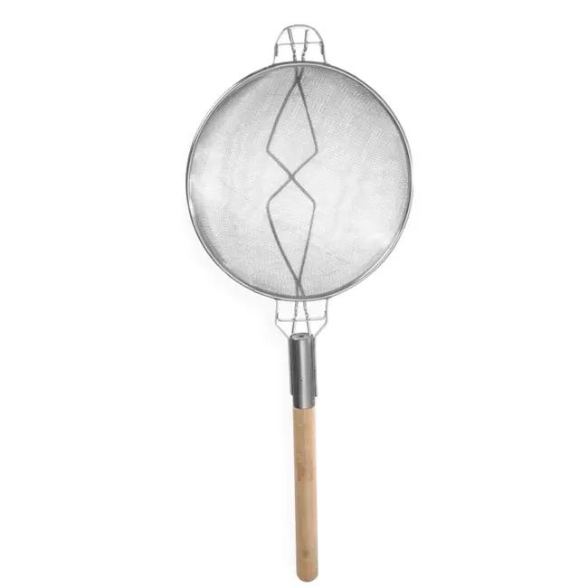 HENDI Oplegzeef met dubbelgaas – houten handgreep – 788x305x150 mm