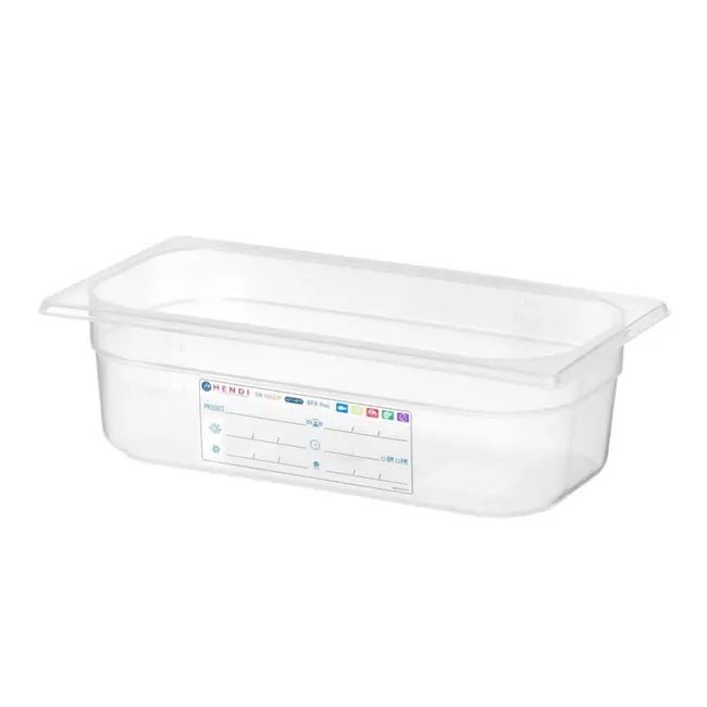 HENDI Container GN 1/3 4 liter transparant met HACCP-label in keuken
