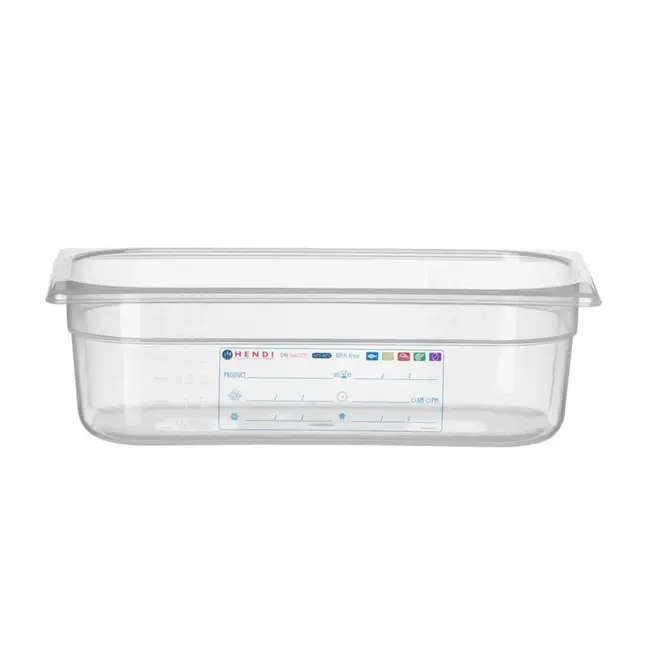 HENDI Container GN 1/3 4 liter transparant met HACCP-label in keuken
