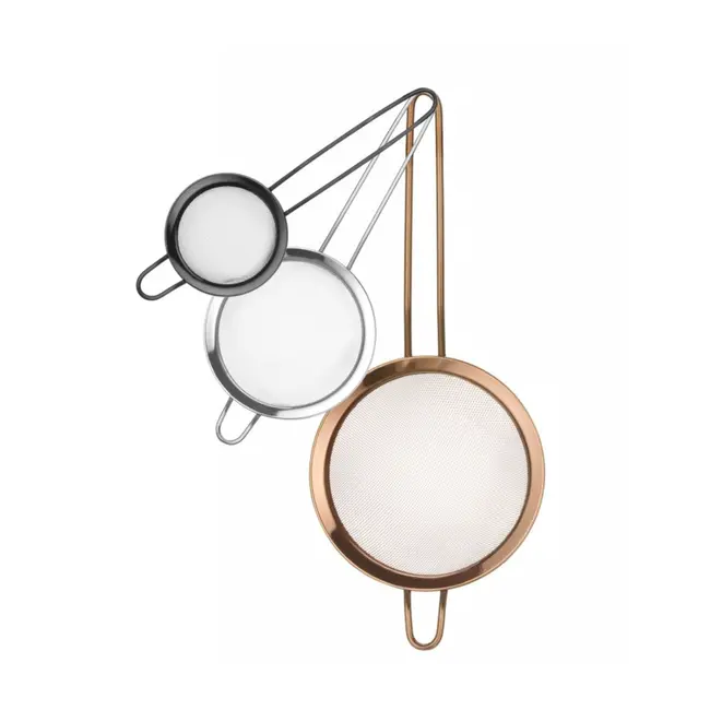 HENDI Set van 3 zeven – gepoedercoat roestvast staal – diverse kleuren en maten – ergonomische handgreep