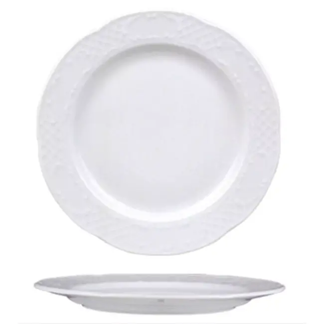 HENDI Platte borden – versterkte randen – slijtvast porselein – Ø300 mm – wit – set van 6