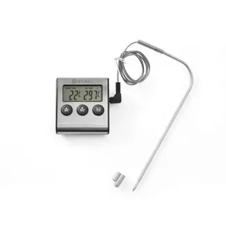 HENDI Braadthermometer met timer – breed temperatuurbereik – roestvrijstalen sonde – 65x70x17 mm